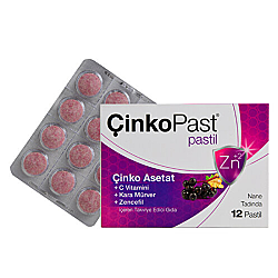 ÇinkoPast C Vitamini Zencefil Karamürver İçeren Takviye Edici Gıda 12 Pastil - Abdiibrahim
